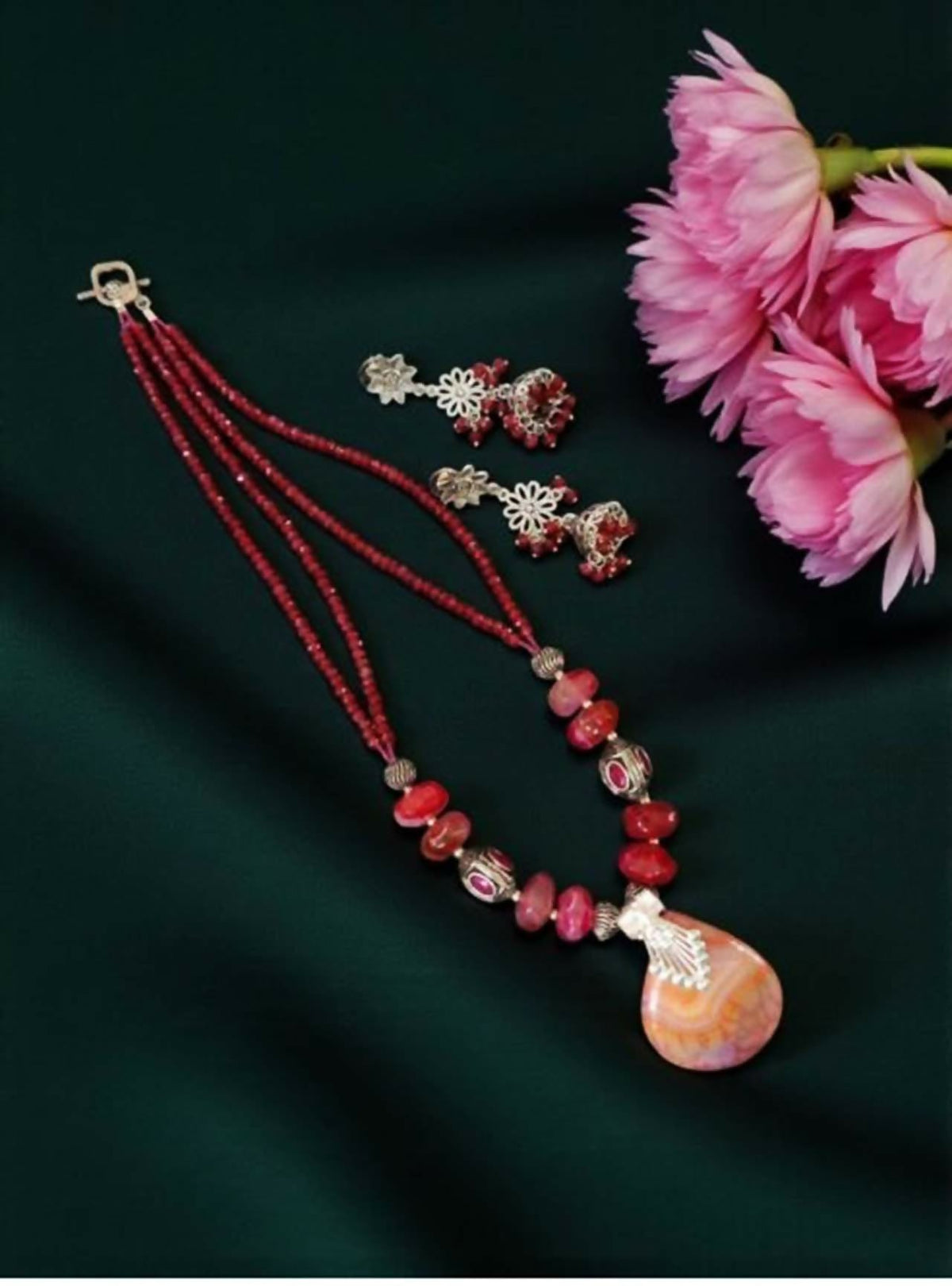 Joban Fashion Women Red Lace Agate Pendant | Grocsy