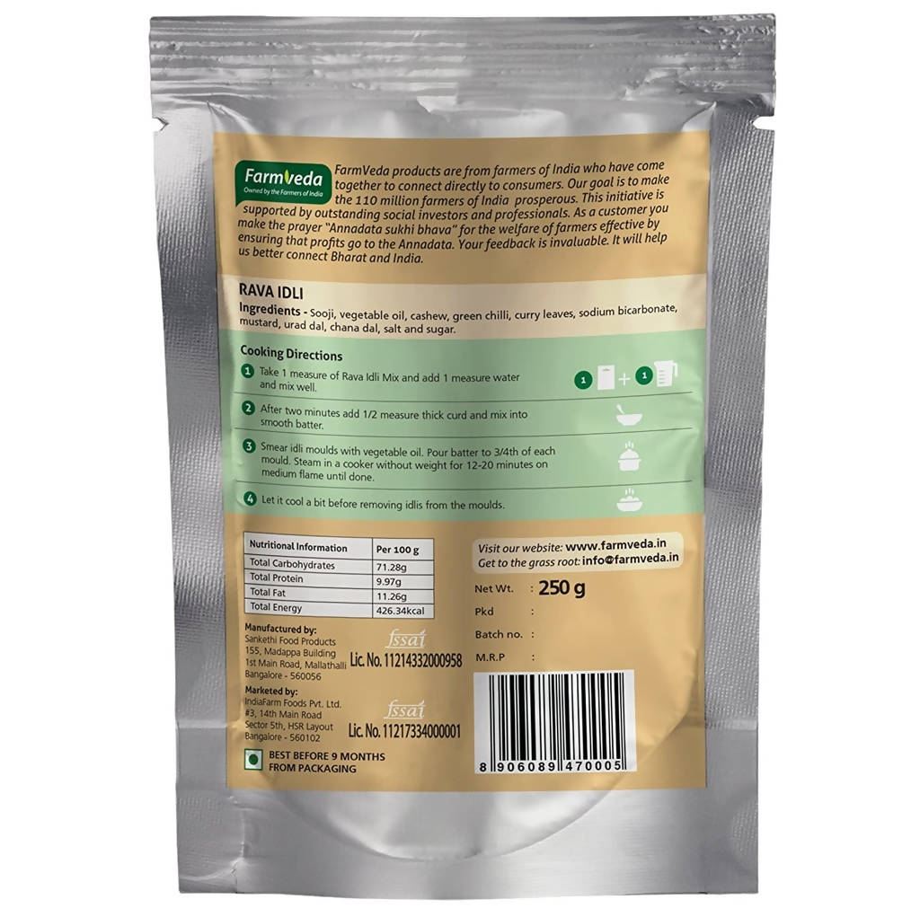 Farmveda Ready To Cook Rava Idli Mix | Grocsy