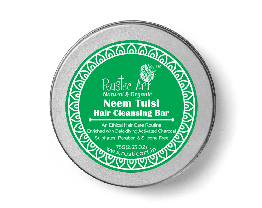 Rustic Art Neem Tulsi Hair Cleansing Bar | Grocsy