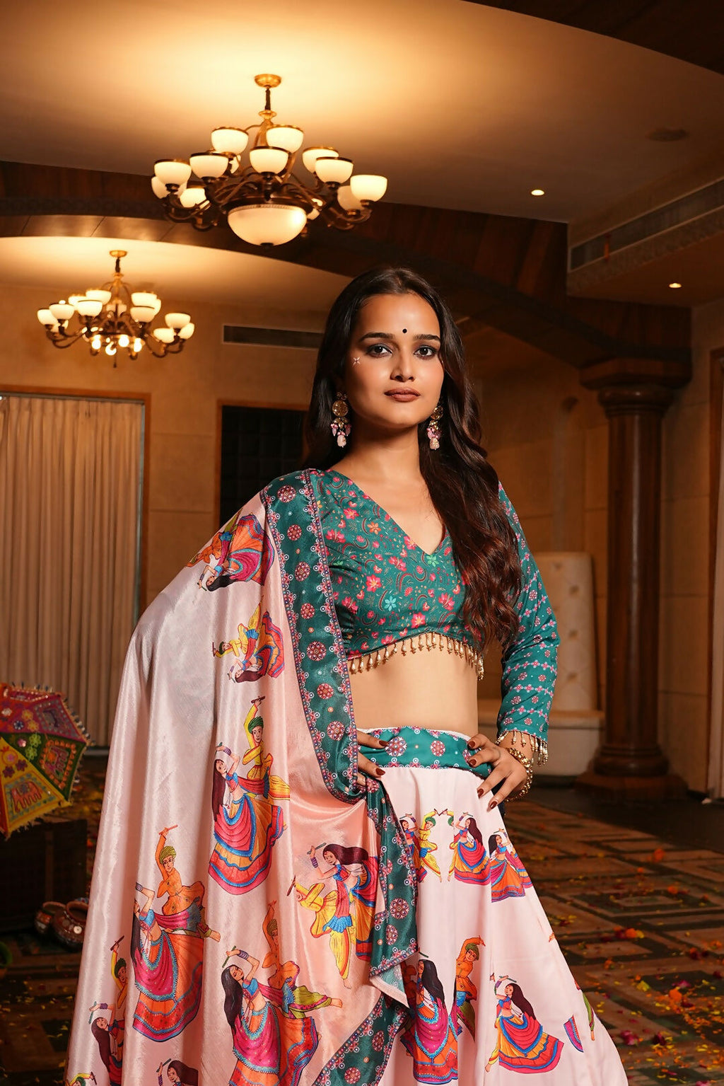 AI Fashion Light Pink Crepe Designer Navratri Wear Lehenga Choli Collection | Grocsy