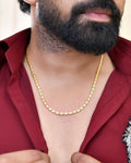 VOJ Gold-Polished Self Design Biscuit Chain For Men | Grocsy
