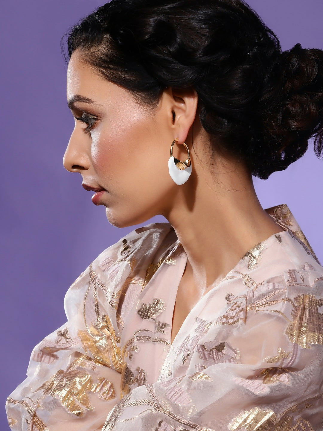 White Mother of Pearls Stone Earrings- Ruby Raang | Grocsy