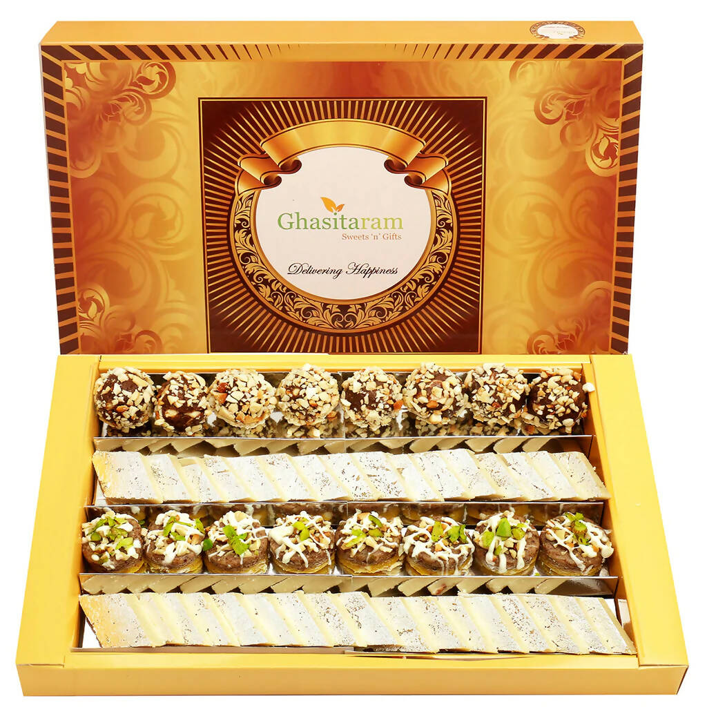 Ghasitaram Assorted Box Pure Kaju Katlis, Dryfruit Sweets | Grocsy