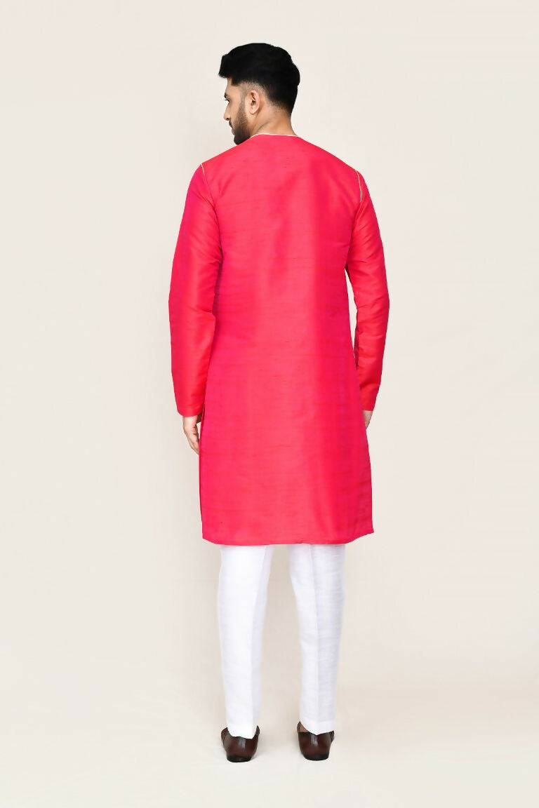 Joban Fashion Pink Colored Art Silk Fabric Kurta With Straight Fit Pant | Grocsy