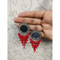 MS Fashion India Red Color Jhalar Long Drop Party Beads Sun Design Earrings | Grocsy
