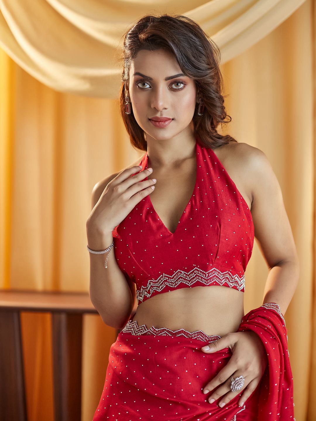 kasee Embellished Beads and Stones Silk Blend Saree | Grocsy