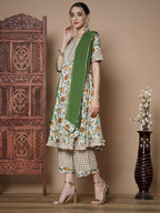 Myshka Women's Multi Anarkali Kurta & Palazzos With Dupatta | Grocsy