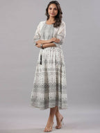 Juniper Women Off-White Georgette Flared Maxi Dress | Grocsy