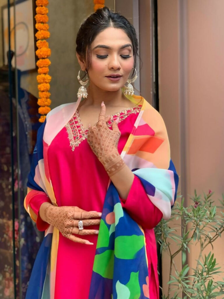 Partywear Designer Tameta Viscos Chanderi Stitched Suit With Dupatta - Tanisha | Grocsy
