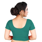Vamika Rama Green Lycra Plain Blouse | Grocsy