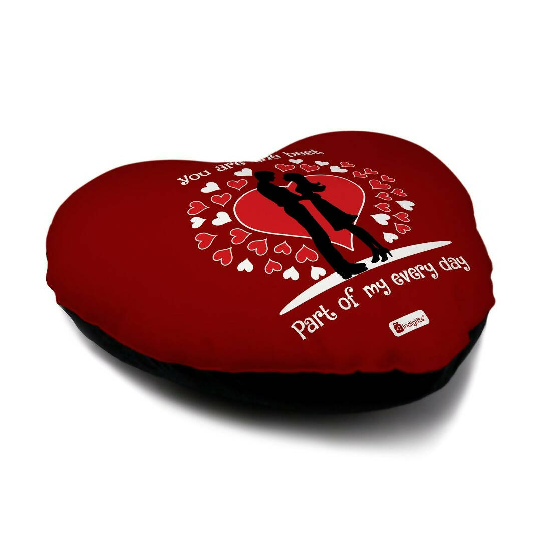 Indigifts Valentine Gifts Micro Satin Fibre Heart Shape Printed Cushion (Red Color) | Grocsy