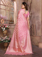 Aastha Fashion Pink Soft Organza Silk Weaving Saree | Grocsy