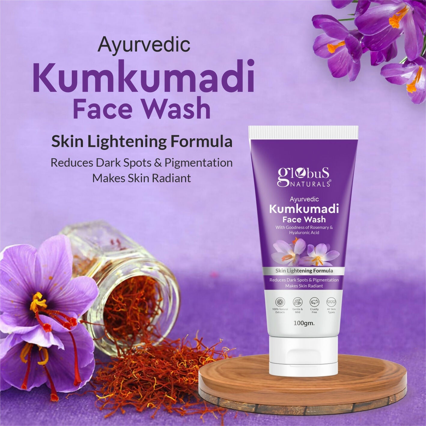 Globus Naturals Ayurvedic Kumkumadi Skin Lightening Face Wash | Grocsy