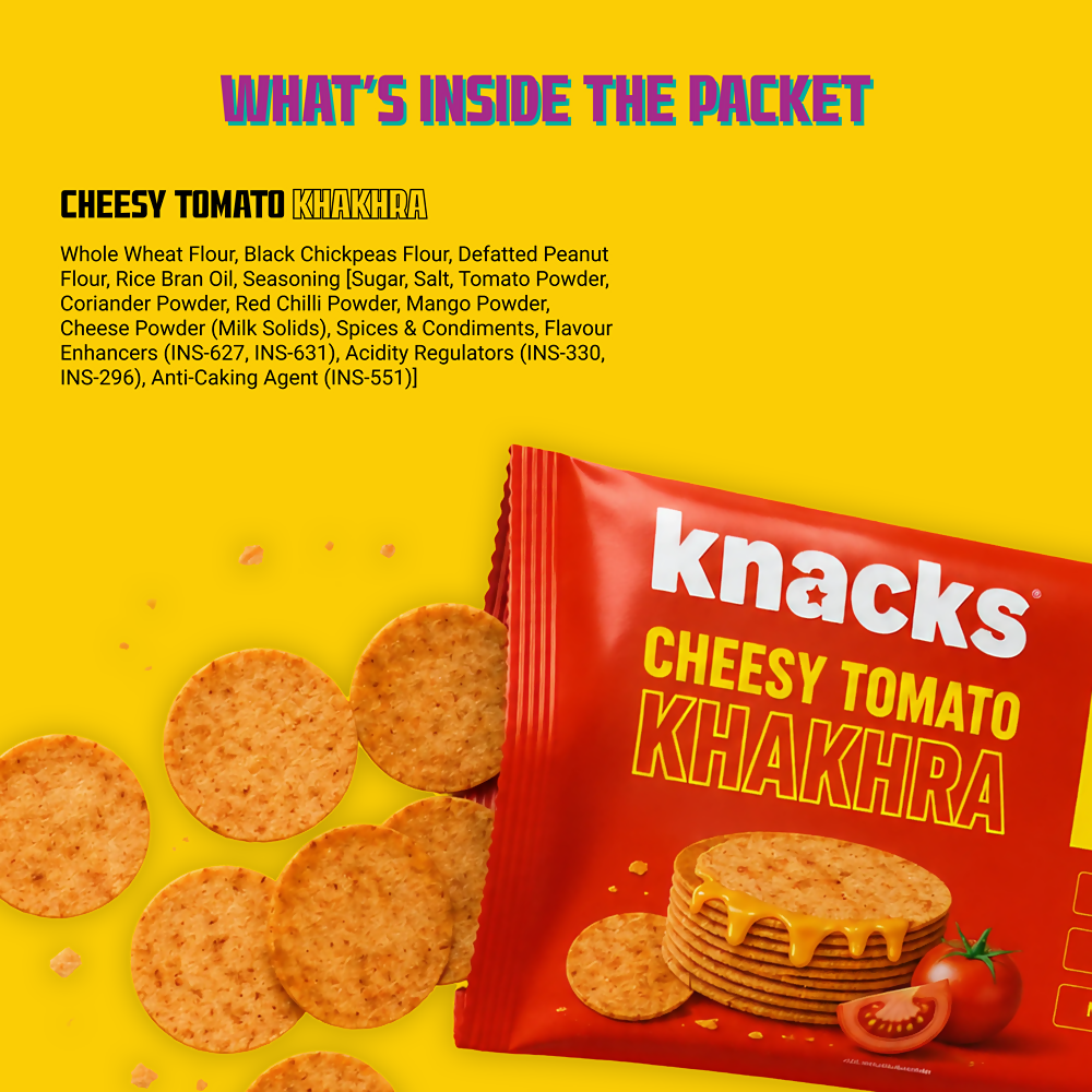 Knacks Coin Khakhra Crisps - Cheesy Tomato Flavour | Grocsy