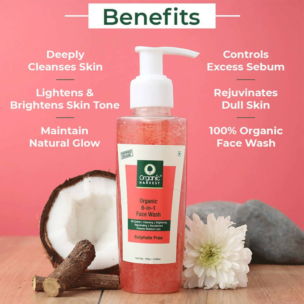 Organic Harvest 6 in 1 Face Wash (Sulphate Free) | Grocsy