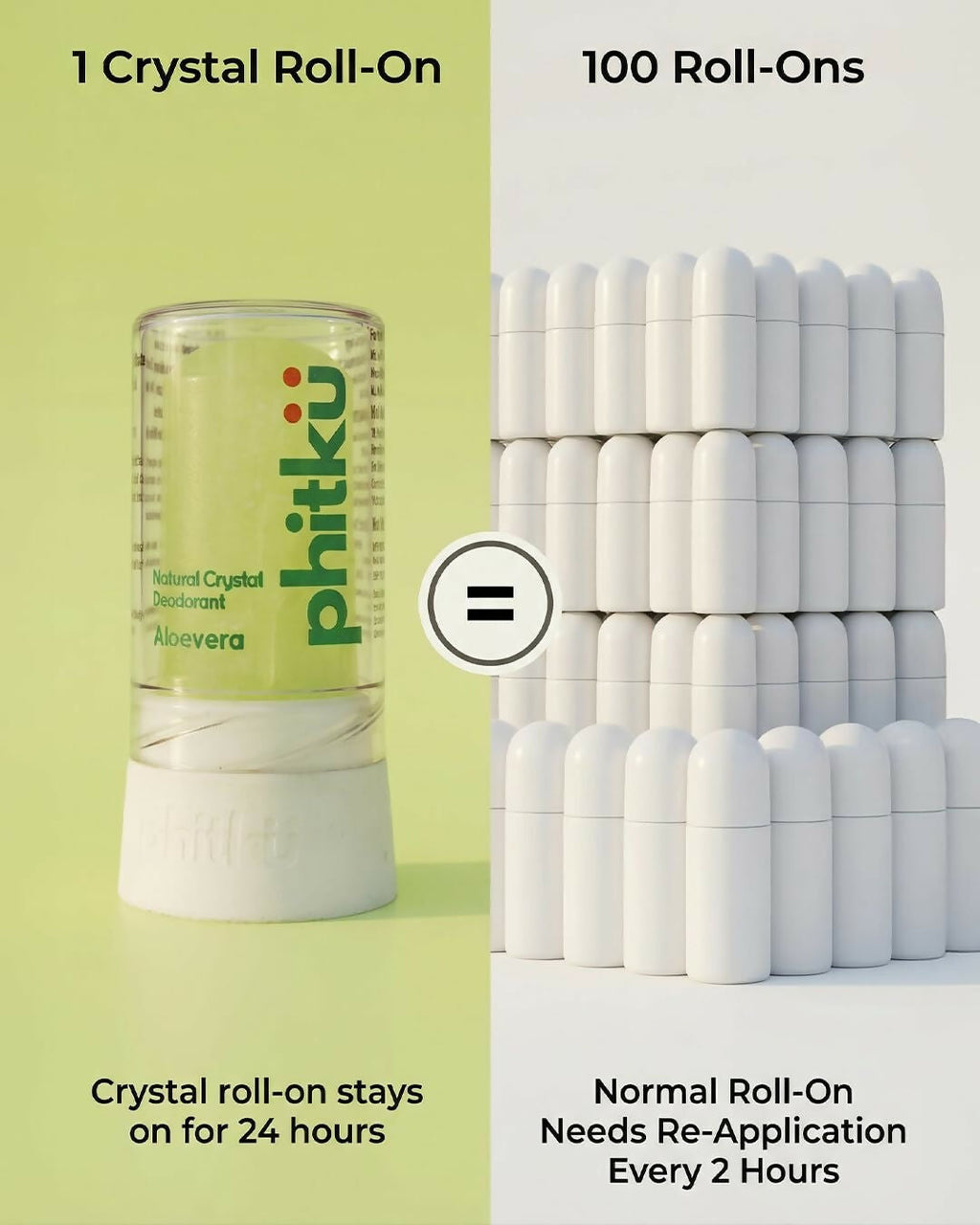 Phitku Crystal Roll On Deo with Aloe Alum Deodorant | Grocsy