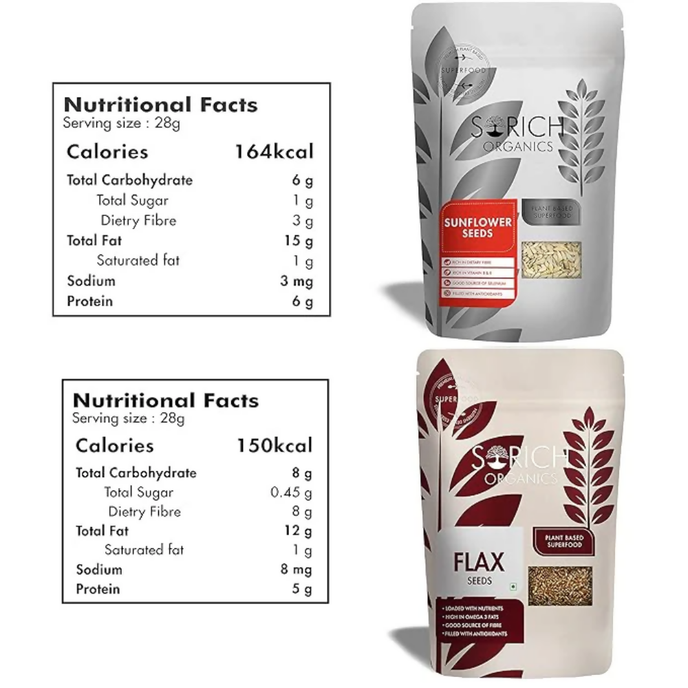 Sorich Organics Raw Flax Seeds & Sunflower Seeds Superfood Combo | Grocsy