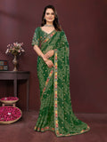 Ai Fashion Green Georgette Digital Print Party Wear Saree | Grocsy
