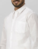 Ramraj Cotton Mens Full Sleeve Formal Poly Cotton White Shirt | Grocsy