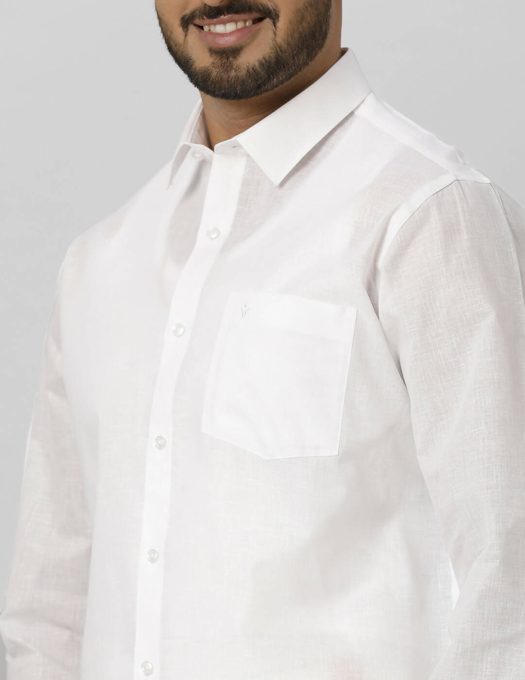Ramraj Cotton Mens Full Sleeve Formal Poly Cotton White Shirt | Grocsy
