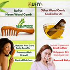 Rufiys Wooden Curly Hair Wide Neem Wood Comb | Grocsy