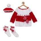 ChutPut Hand knitted Floral Crochet Wool Dress For Baby Girls - Red | Grocsy