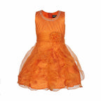 Asmaani Baby Girl's Orange Satin Knee Length Frock (AS-DRESS_22144) | Grocsy