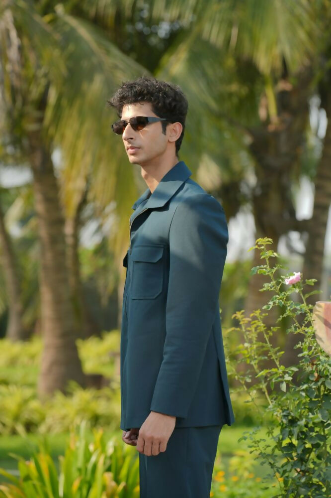 Strukt Deep Teal Shacket by Hilo Design | Grocsy