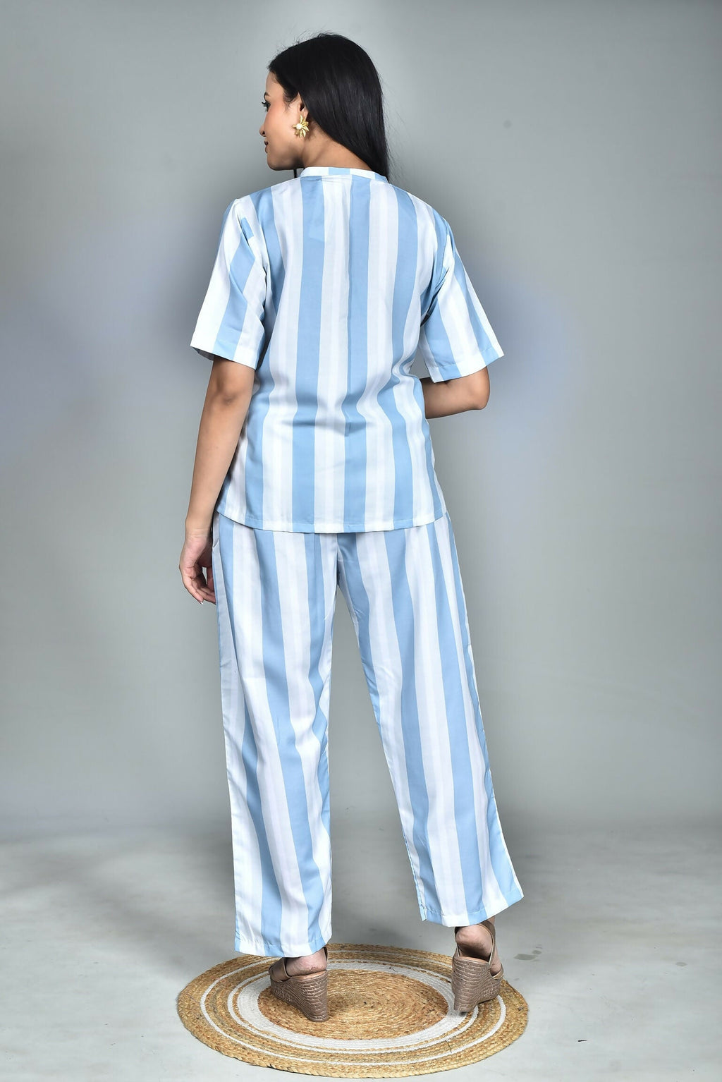 Morchari Digital Print Semi Muslin Co-Ord Set Top & Trouser-Multicolor | Grocsy