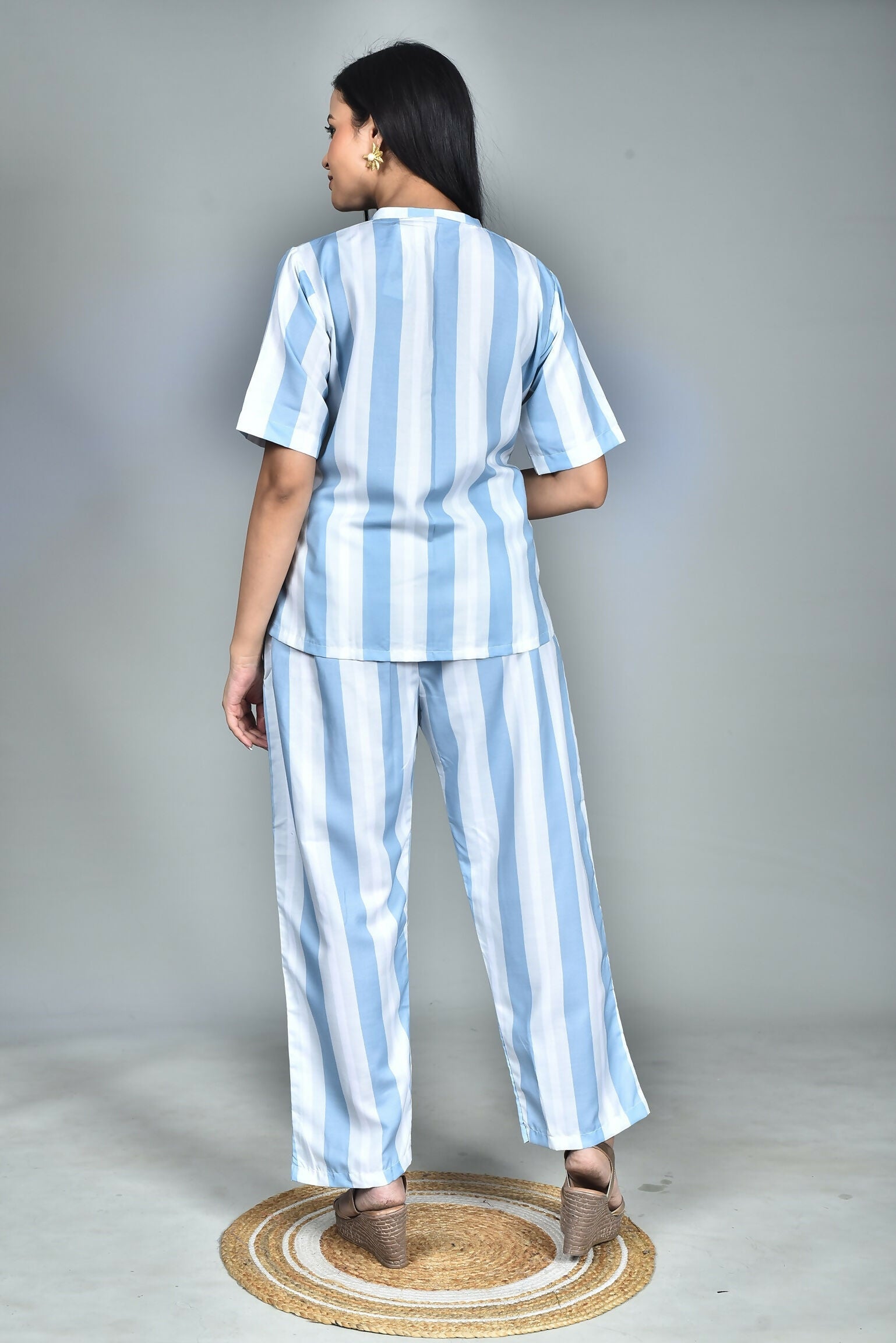Morchari Digital Print Semi Muslin Co-Ord Set Top & Trouser-Multicolor | Grocsy