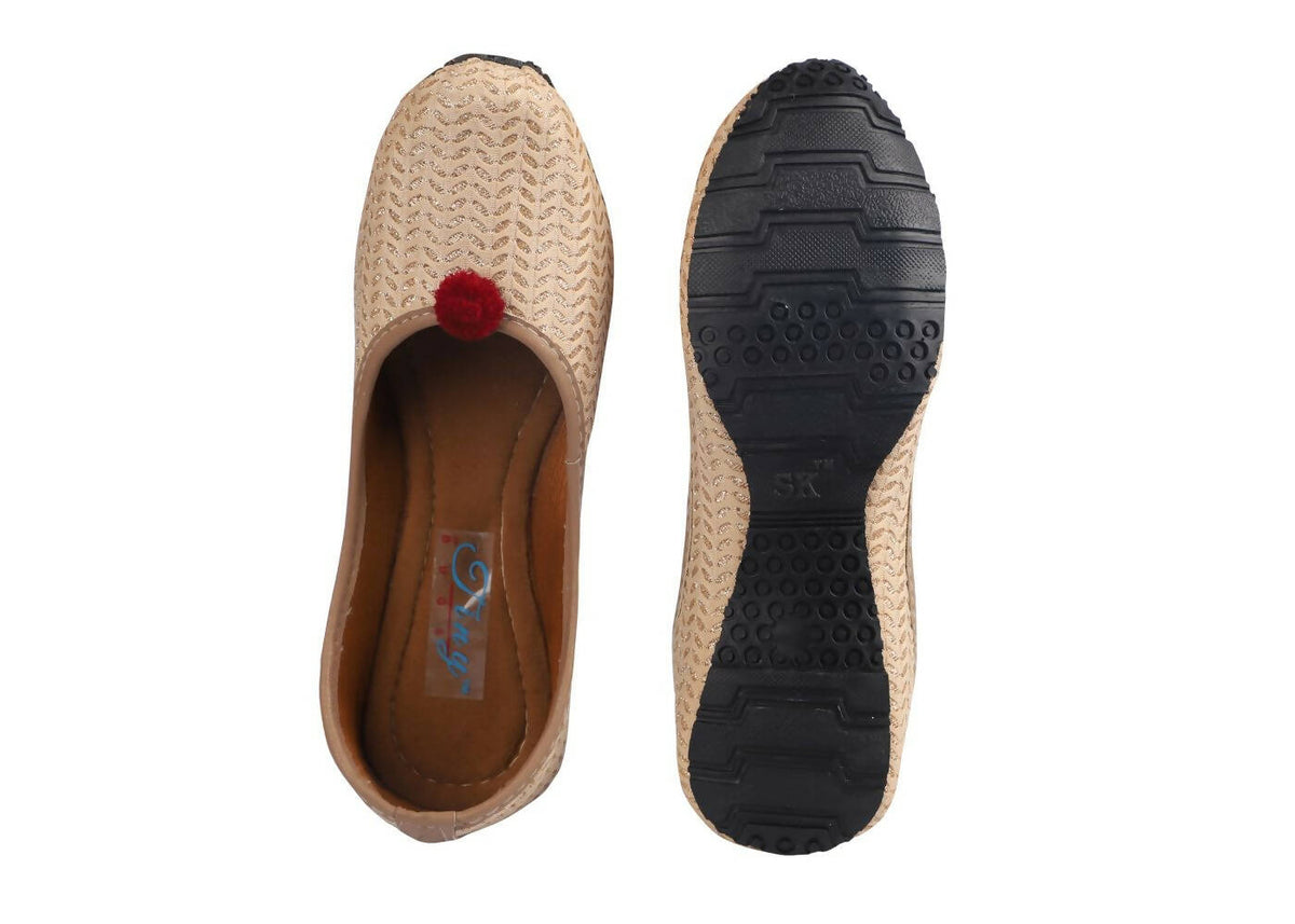 Tiny Bugs Girls Ethnic Wear Juttis - Gold | Grocsy