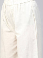Yufta Women Black & White Yoke Design Thread Work Cotton Kurta with Palazzo & Dupatta | Grocsy