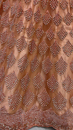 Jyoti Fashion Women's Peach Bridal Net Fancy Dori & Multi Thread Embroidered with Zircon Diamond Work Wedding Lehenga Choli | Grocsy