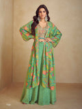 Anaita Green Real Chinon Stitched 3 Piece Suit with Printed & Embroidery hand work | Grocsy