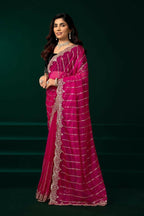 Joban Fashion Rani Pink Net Party Wear Sarees | Grocsy