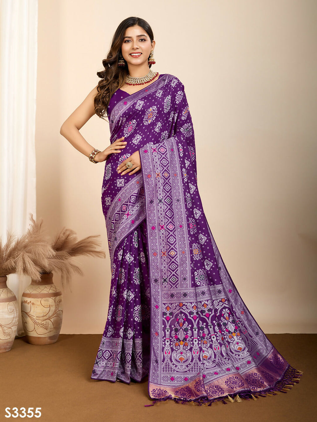 Purple Soft Silk Woven Meenakari Designer Saree - Vedanti | Grocsy