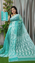 Exclusive Collection Sea Green Beautiful Jamdani Collection Saree | Grocsy