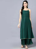 Myshka Women's Green Solid Party Kurta Sets | Grocsy