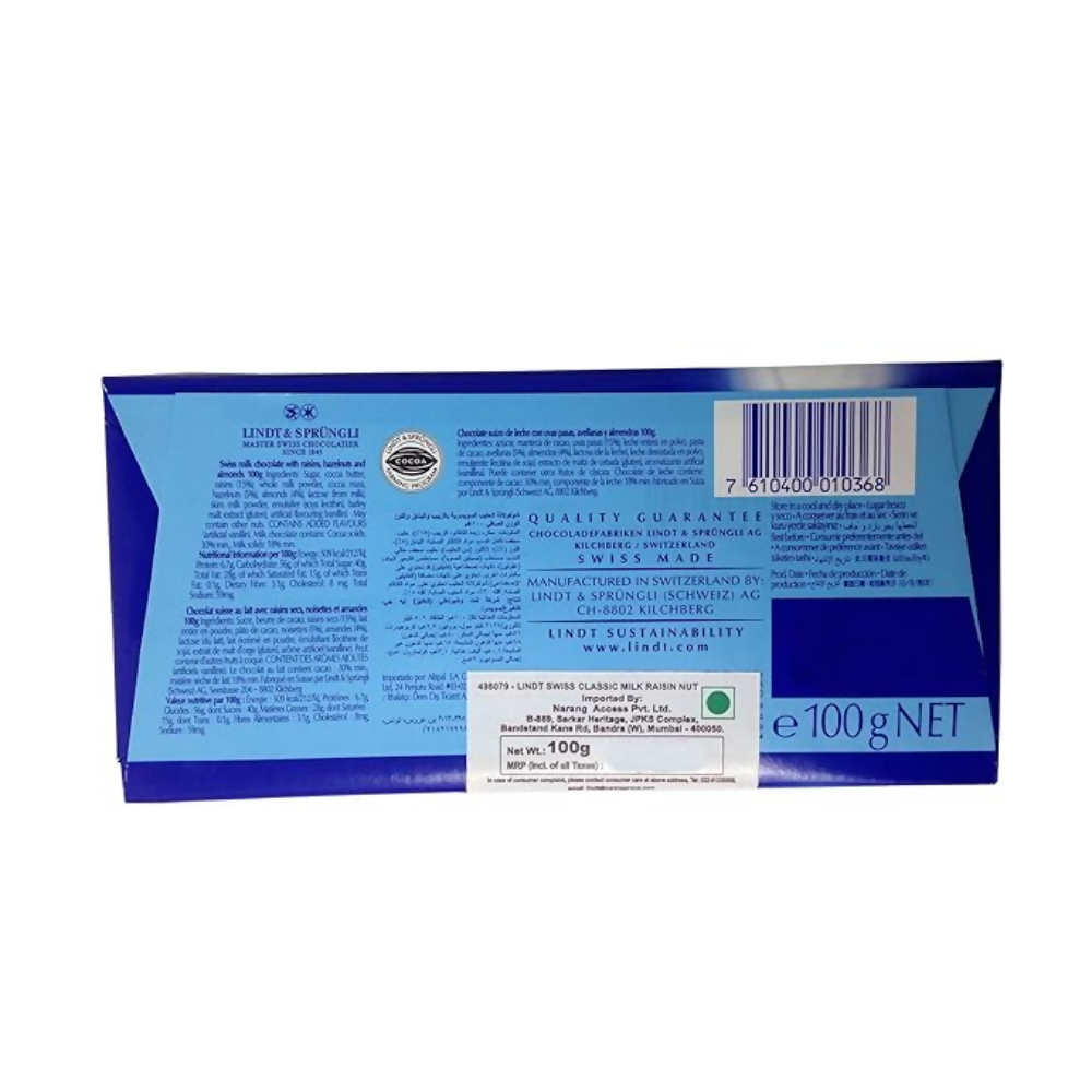 Lindt Swiss Classic - Milk Raisin Nut | Grocsy