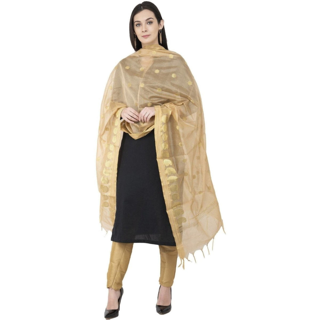 A R Silk VNS Ambi Booti Vanarsi Dupatta Golden Color Dupatta or Chunni | Grocsy