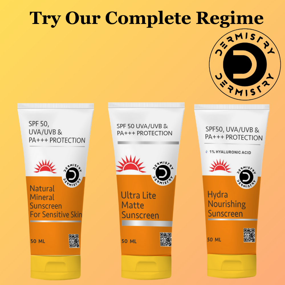 Dermistry 1% Hyaluronic Acid Ultra Hydrating Sunscreen for Dry Skin SPF 50 UVA UVB PA+++ Protection | Grocsy