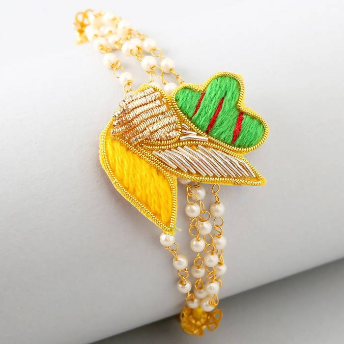 Meenakari Glimming Rakhi & Kaju Rolls Box | Grocsy