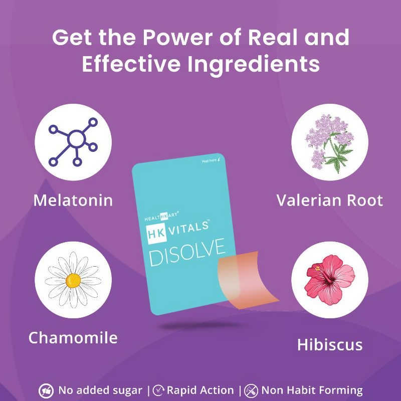 HK Vitals Disolve Melatonin Strips - Mint Lemon Flavour | Grocsy
