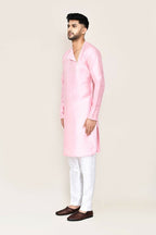 Joban Fashion Pink Colored Art Silk Fabric Kurta With Straight Fit Pant | Grocsy