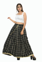 Mominos Fashion Moeza Cotton Black Printed Lehenga (Lancha) | Grocsy