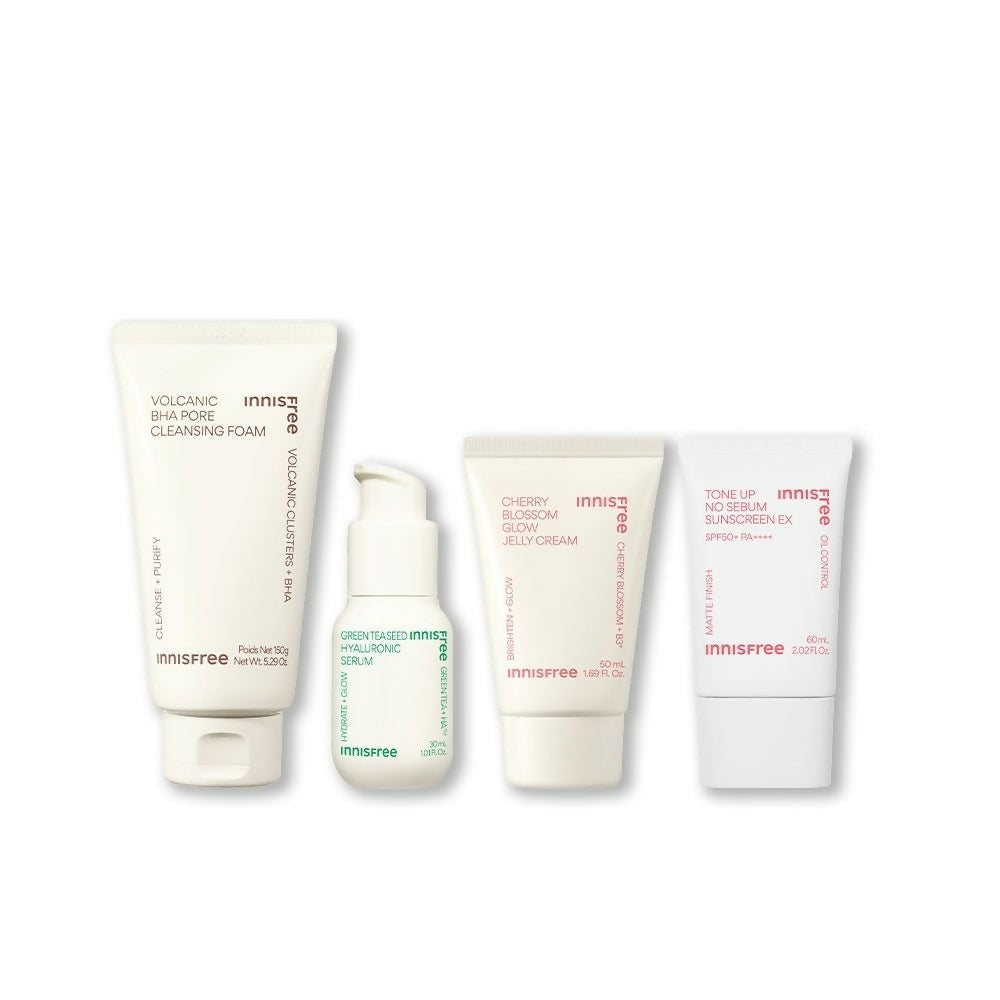 Innisfree CSMS Combo - Cleanser, Serum, Moisturizer & Sunscreen | Grocsy