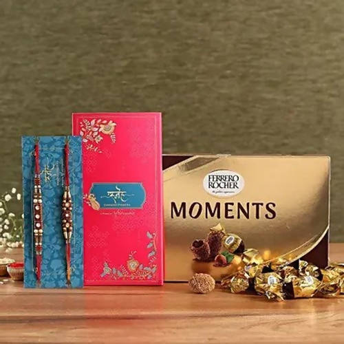 2 Stone Work Rakhis and Ferrero Rocher Moments Pack | Grocsy