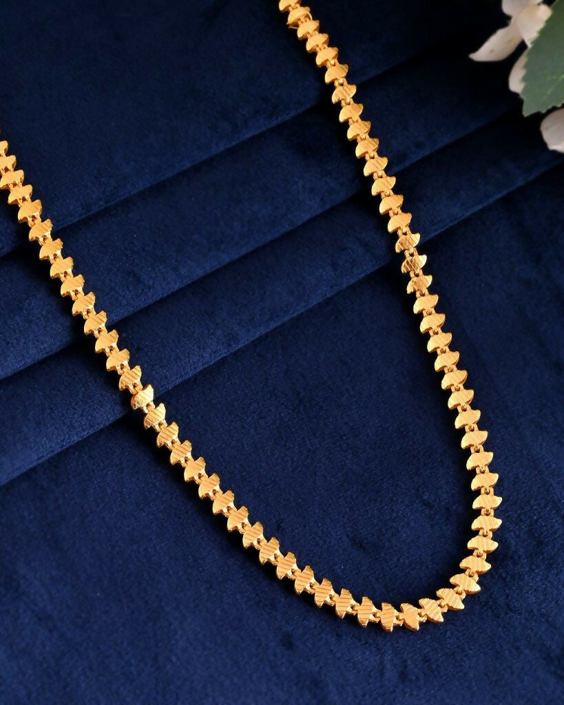 VOJ Gold-Polished Designer Leaf Shaped Chain For Men | Grocsy