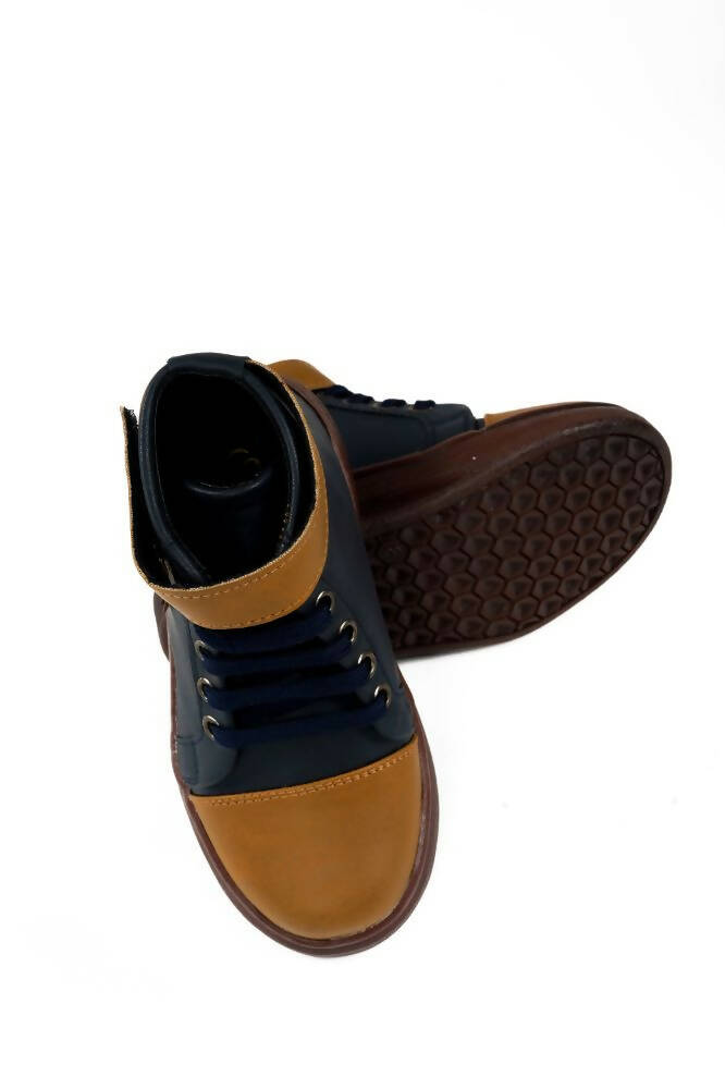 Tiny Bugs Boys Party Wear Mid Top Boots - Navy | Grocsy