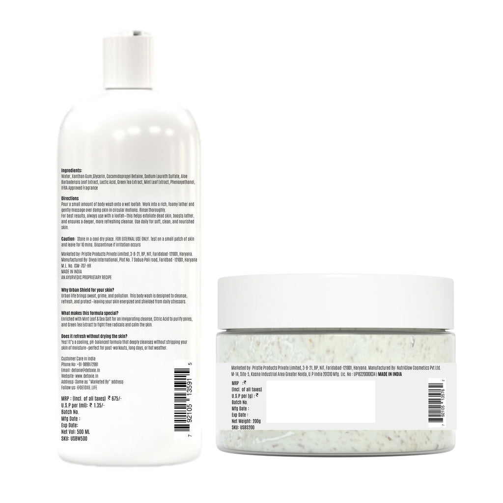 Detoxie Body Wash & Body Scrub Combo - Urban Shield | Grocsy